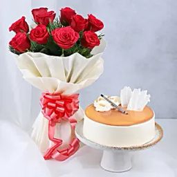 Happy Fathers Day Butterscotch Cake Eggless Red Roses-image-93