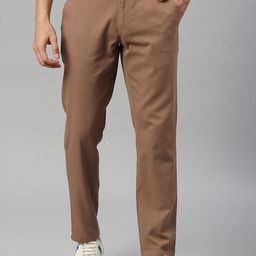HERE&NOW Men Smart Mid Rise Slim Fit Pure Cotton Trousers-image-94