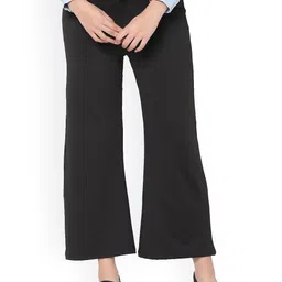 Smarty Pants Women Black Relaxed Straight Leg Flared Easy Wash Trousers-image-17