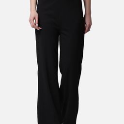 Popwings Women Relaxed Flared High-Rise Easy Wash Trousers-image-56