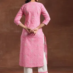 Libas Printed Regular Mirror Work Pure Cotton Kurta with Trouser image 5