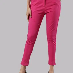 Femmora Women Comfort Straight Fit Mid-Rise Flat-Front Trousers-image-2