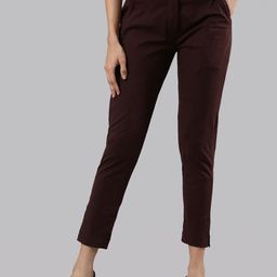 Femmora Women Solid Mid Rise Regular Fit Comfort Cropped Cigarette Trousers-image-62