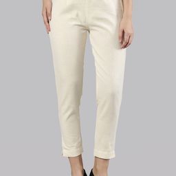 Femmora Women Solid Mid-Rise Comfort regular Fit Cropped Cigarette Trousers-image-91
