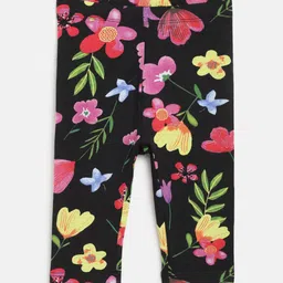 Chicco Girls Black Floral Printed Joggers Trousers-image-61