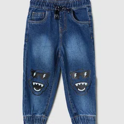 max Boys Graphic Printed Mid-Rise Light Faded Pure Cotton Joggers-image-77