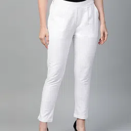 KALINI Women's Cotton Slub Solid Regular Fit Casual Trouser Pants-picture-19