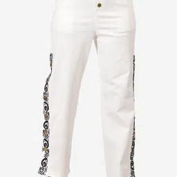 SUMAVI-FASHION Women Floral Embroidered Mid-Rise Denim Trousers-image-52