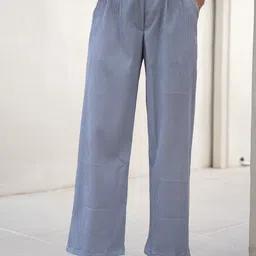 FEATHERS CLOSET Women Relaxed Straight Fit Easy Wash Pleated Trousers-image-98