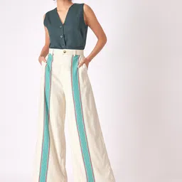 The Label Life Women Flared Striped Parallel Trousers-image-98