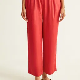 Ancestry Women Maroon Straight Fit Pleated Trousers-image-50