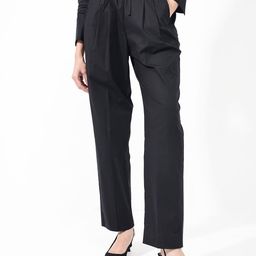 RAREISM Women Regular Fit High-Rise Cotton Pleated Trousers-46
