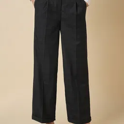 Allen Solly Woman Checked Loose Fit Mid Rise Pleated Formal Trousers-image-9
