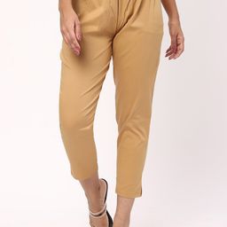 R&B Women Mid-Rise Cropped Cotton Cigarette Trousers-image-91