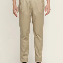 Blackberrys Men Mid-Rise Plain Cotton Slim Fit Pleated Regular Trousers Trouser-image-11
