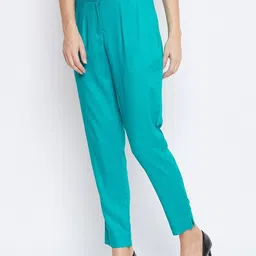 SUTI Women Teal Pleated Trousers-image-49