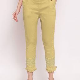 KLOTTHE Women Beige Smart Slim Fit Pleated Trousers-image-31
