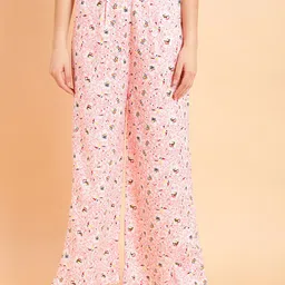 MINT STREET Women Floral Printed Mid Rise Plain Parallel Trousers-image-91