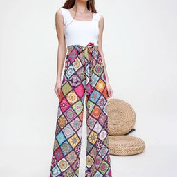 Trend Alacati stili Blue Women Floral Printed Trouser-image-110