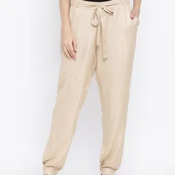 ROOTED Women Beige Regular Fit Solid Regular Trousers-image-92