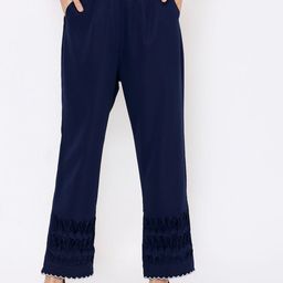 aturabi Women's Navy Blue Relaxed Trousers-image-29