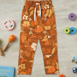 ZION Boys Floral Printed Relaxed Cotton Cargos Trousers-image-85