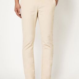 Blackberrys Men Cream-Coloured Solid B-95 Slim Fit Trousers-picture-21