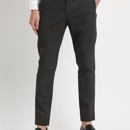 THE BEAR HOUSE Men Solid Tapered Fit Mid-Rise Formal Trousers-image-98