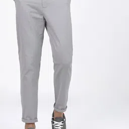 KETCH Men Grey Solid Slim Fit Chinos Trousers-52
