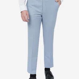 METAL Men Flat-Front Mid-Rise Slim Fit Formal Trousers-image-34