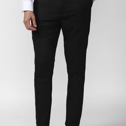 Peter England Men Black Slim Fit Trousers-image-80