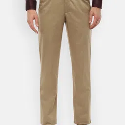 Louis Philippe Men Brown Slim Fit Pure Cotton Formal Trousers-picture-9