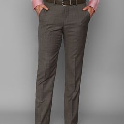 Luxure by Louis Philippe Men Brown Slim Fit Cotton Formal Trousers-image-34