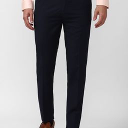 Peter England Elite Flat-Front Mid-Rise Slim Fit Formal Trousers-image-73