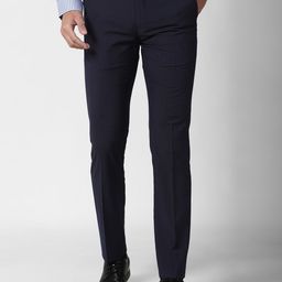 Peter England Elite Men Navy Blue Slim Fit Trousers-image-69