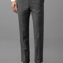 Luxure by Louis Philippe Men Grey Textured Slim Fit Trousers-image-70