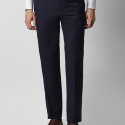 Van Heusen Men Slim Fit Checked Mid-Rise Formal Trousers-picture-28