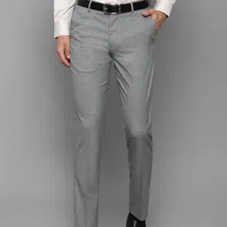 Louis Philippe Men Grey Solid Slim Fit Trousers-image-7