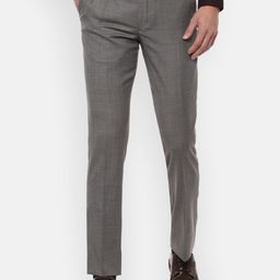 Louis Philippe Gods & Kings Men Grey Self Design Slim Fit Formal Trousers-image-39