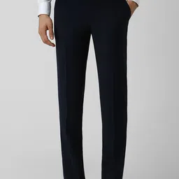 Van Heusen Men Solid Slim Fit Mid-Rise Flat-Front Formal Trousers-picture-21
