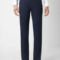 Van Heusen Men Mid-Rise Flat-Front Woven Slim Fit Formal Trousers-picture-25
