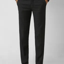 Van Heusen Men Textured Cotton Slim Fit Mid-Rise Flat-Front Formal Trousers-image-94