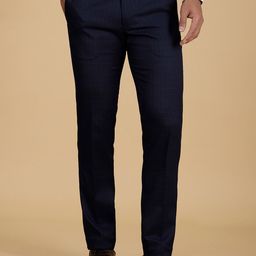 Greenfibre Men Slim Fit Checked Mid-Rise Formal Trousers-image-54