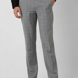 Van Heusen Men Checked Slim Fit Mid-Rise Formal Trousers-image-53
