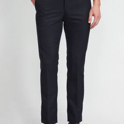 Arrow Men Mid-Rise Slim Fit Solid Dobby Formal Trousers-picture-1