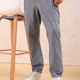 The Indian Garage Co Men Mid-Rise Striped Trousers-image-27