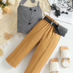 LULU & SKY Girls Checked Top with Trousers-picture-4
