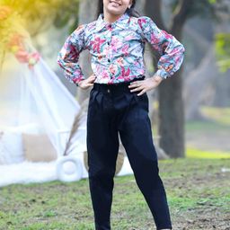 Cutiekins Girls Floral Printed Top with Trousers-image-18