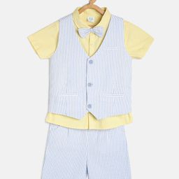 MINI KLUB Boys Striped Shirt & Trousers With Waist Coat-image-1