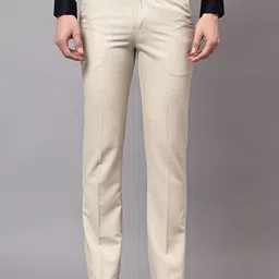 Cantabil Men Self Design Mid-Rise Regular Fit Formal Trousers-9